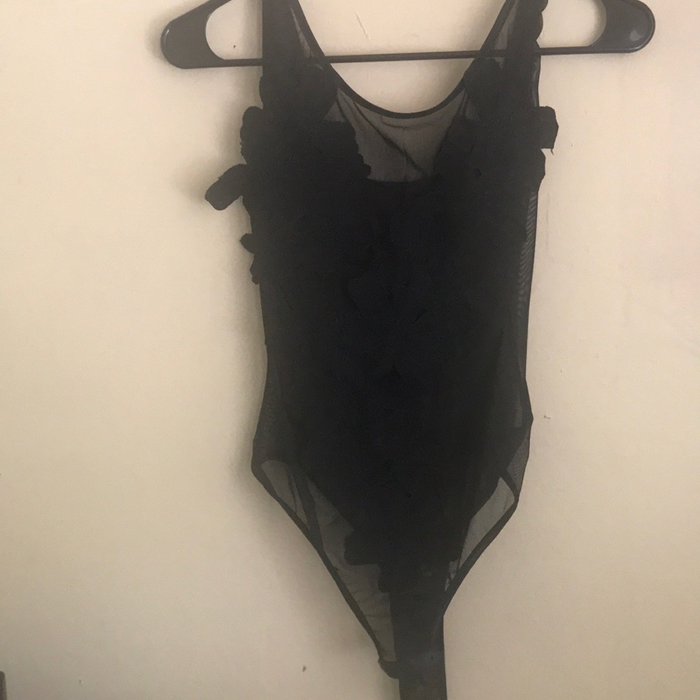 Mesh bodysuit with flowers